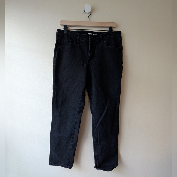 Old Navy Black Denim Jeans Power Slim Straight 12P - Picture 1 of 6
